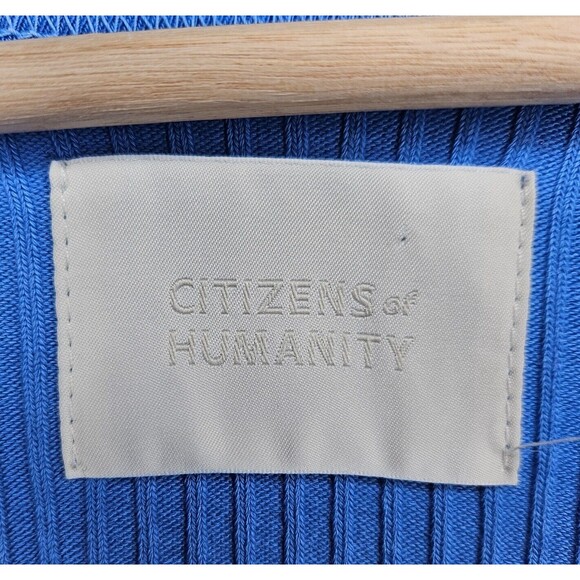 CITIZENS OF HUMANITY Freja V-Neck Ribbed Cardigan Women's Large Yacht Blue - Picture 5 of 8